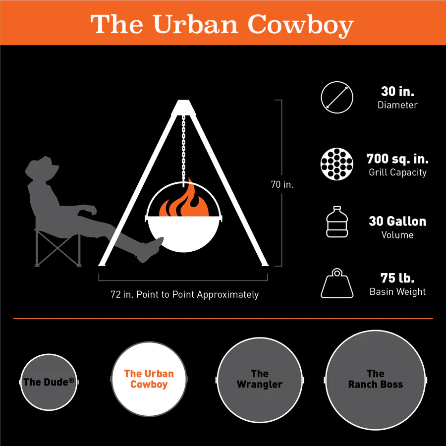 Cowboy Cauldron Fire Pit - The Urban Cowboy 30"