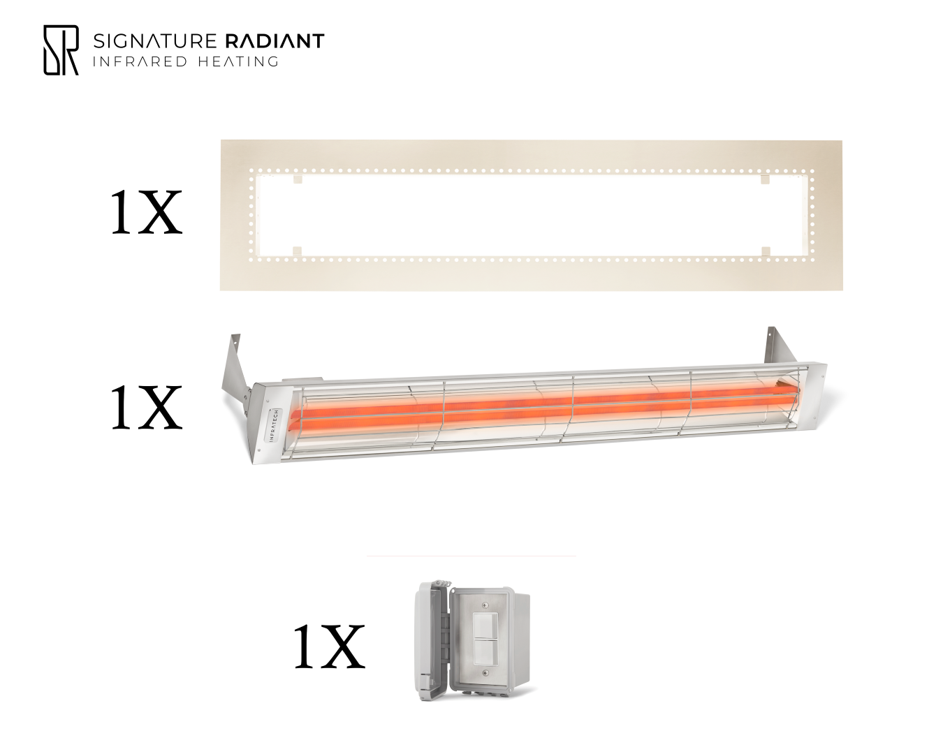 Package:  1 x 6kW infrared heater WD Series Recessed - with ON-OFF