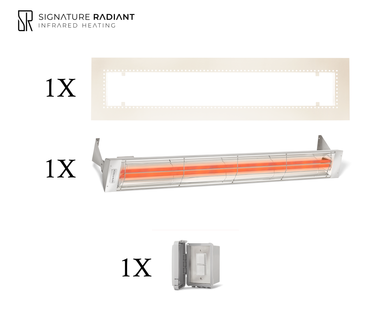 Package:  1 x 6kW infrared heater WD Series Recessed - with ON-OFF