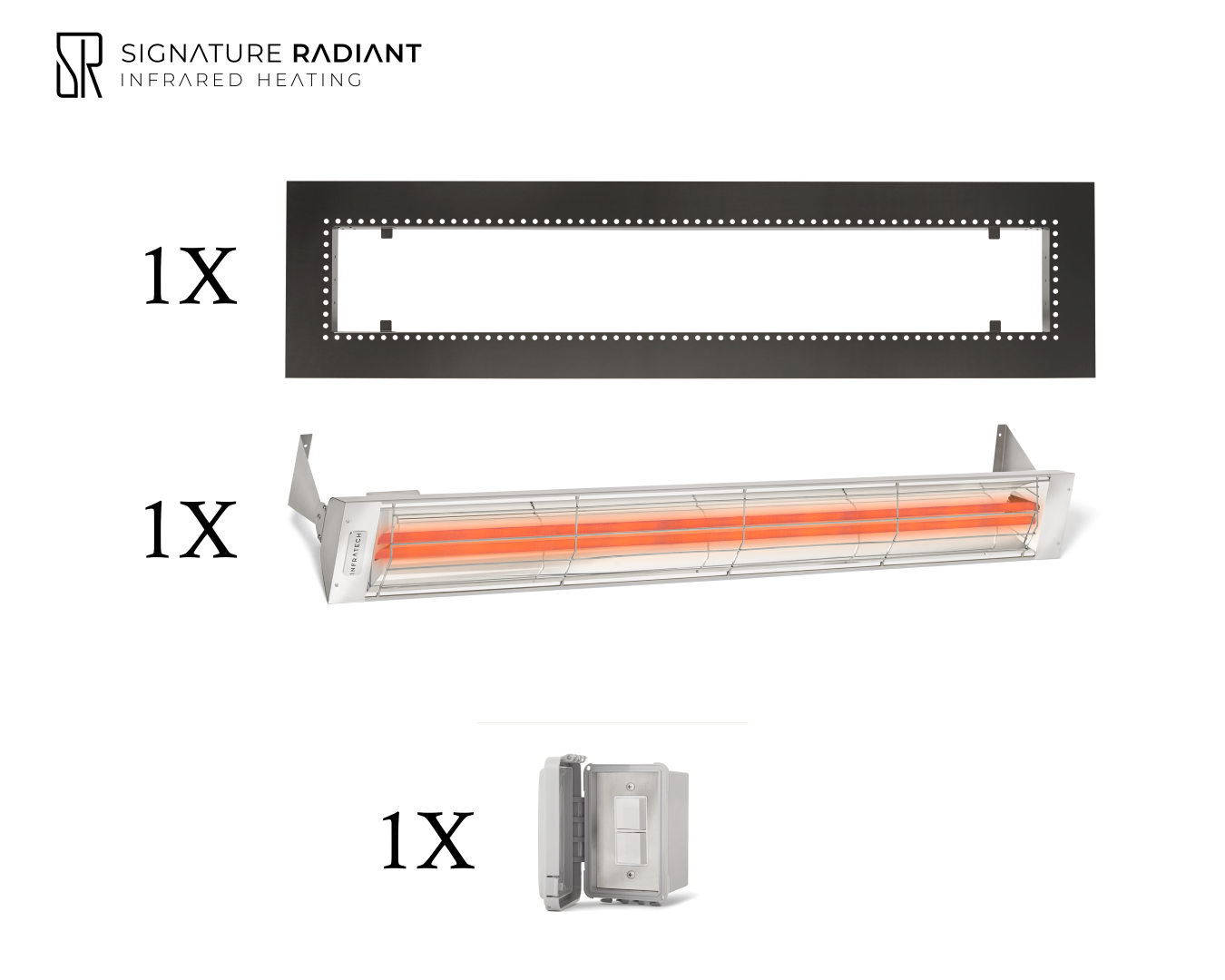 Package:  1 x 6kW infrared heater WD Series Recessed - with ON-OFF