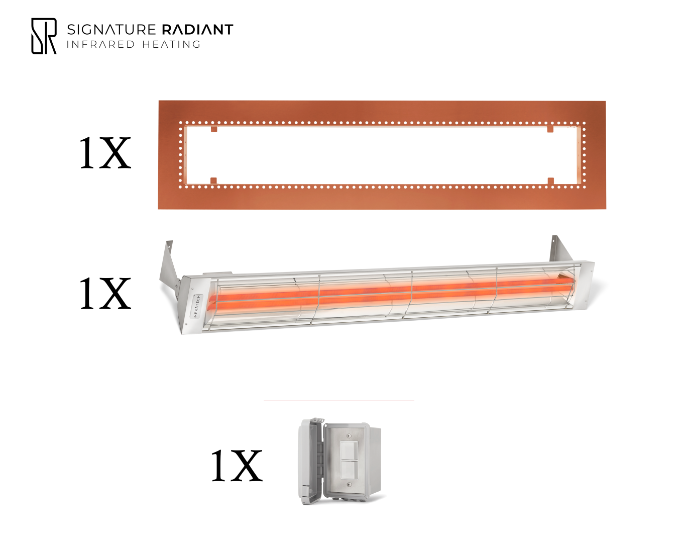 Package:  1 x 6kW infrared heater WD Series Recessed - with ON-OFF