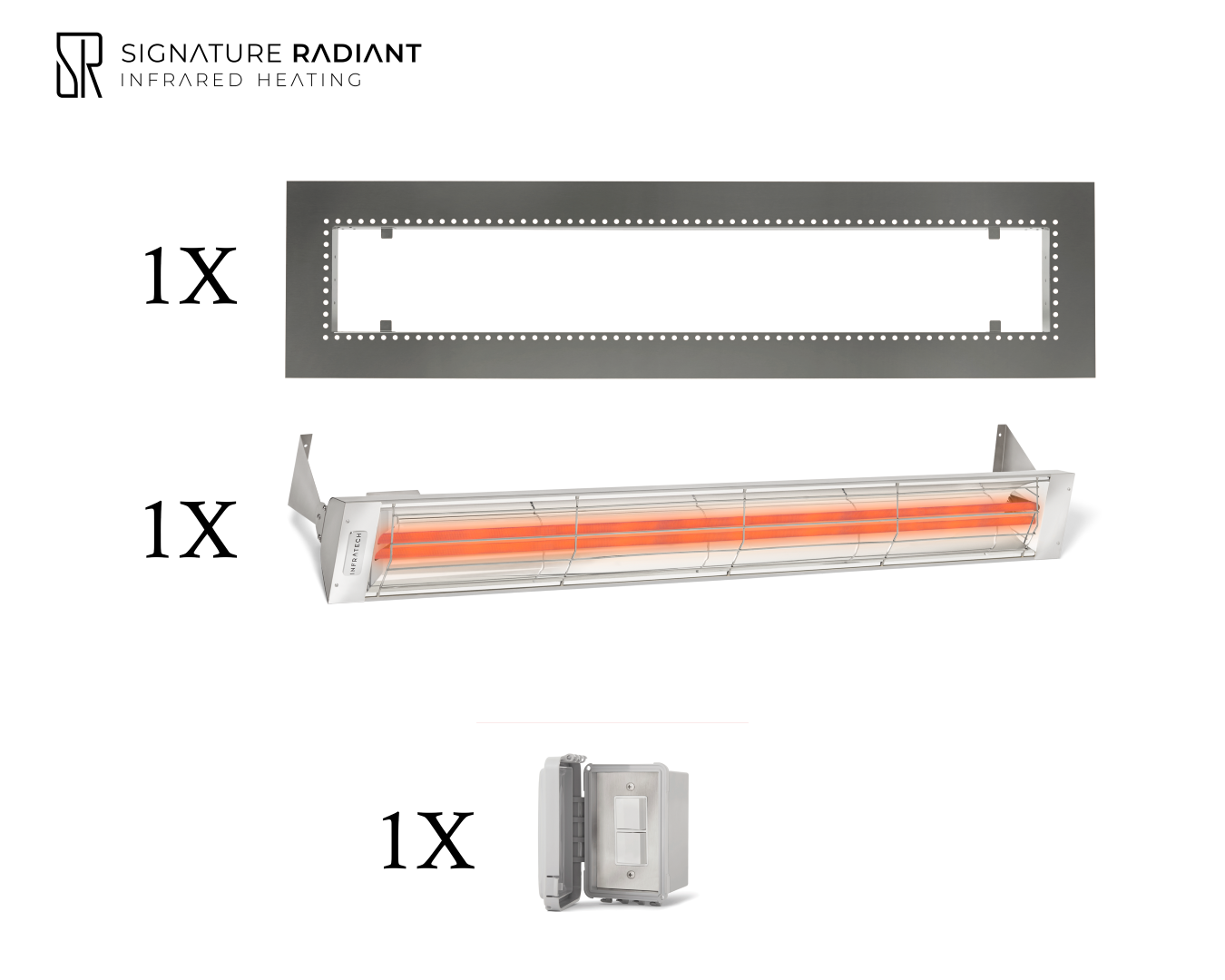 Package:  1 x 6kW infrared heater WD Series Recessed - with ON-OFF