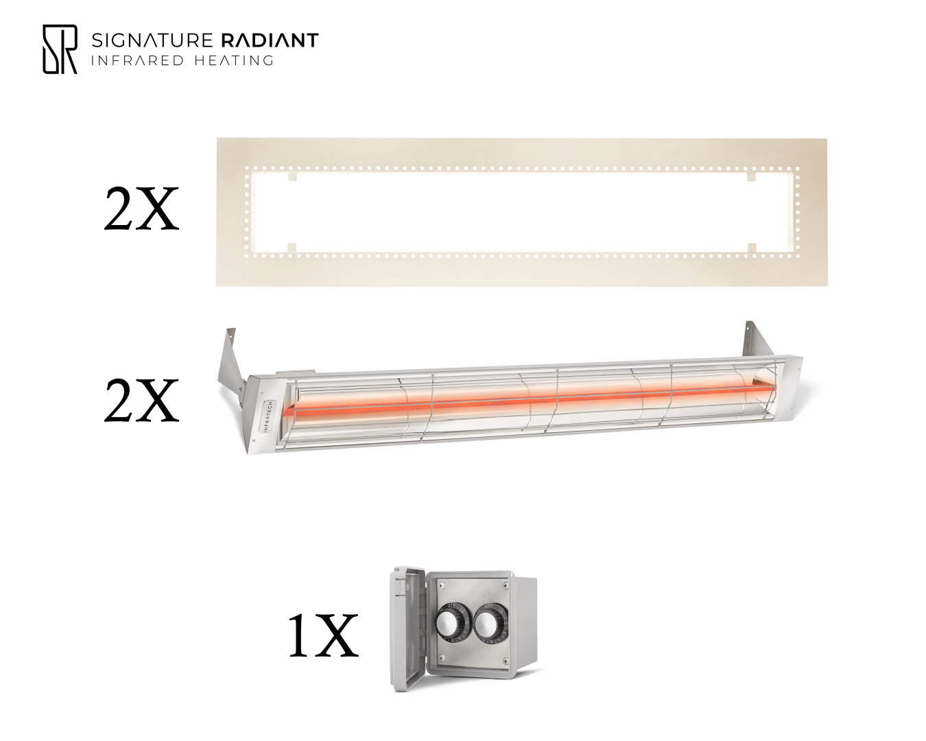 Package:  2 x 3kW infrared heater W Series Recessed - with REGULATOR