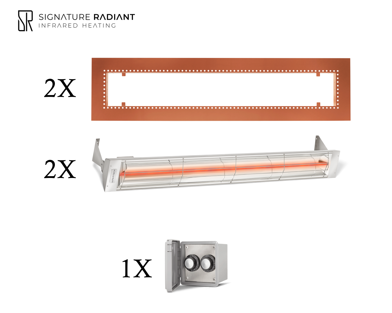 Package:  2 x 3kW infrared heater W Series Recessed - with REGULATOR