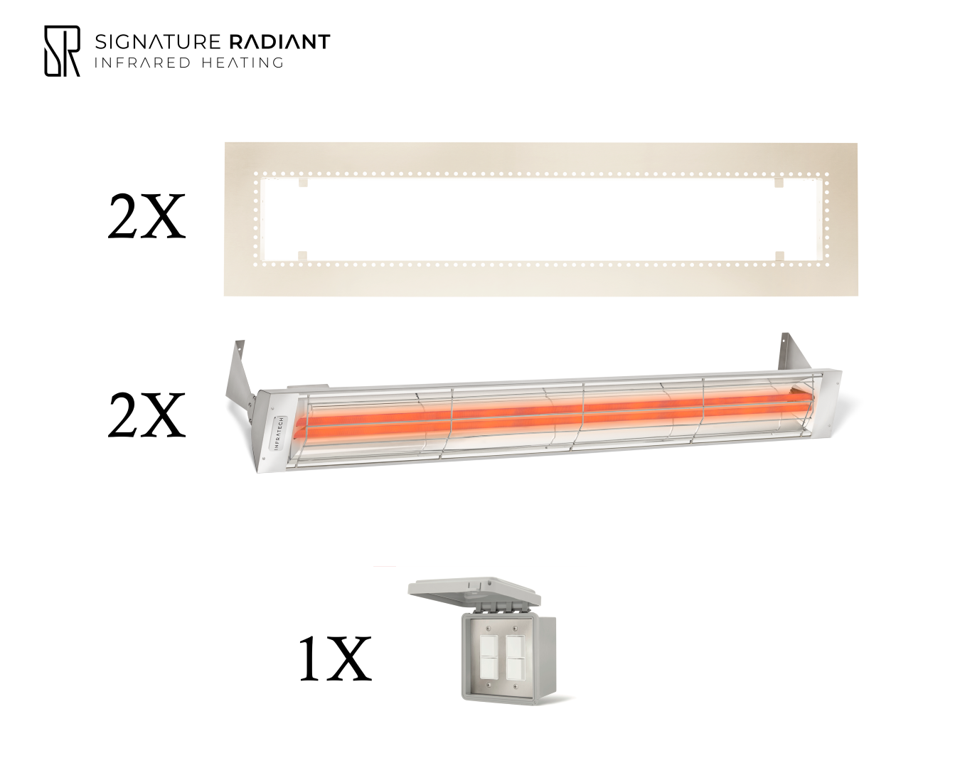 Package:  2 x 6kW infrared heater WD Series Recessed - with ON-OFF