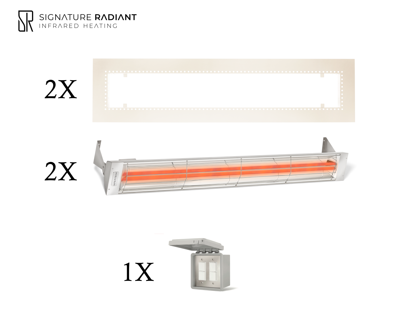 Package:  2 x 6kW infrared heater WD Series Recessed - with ON-OFF