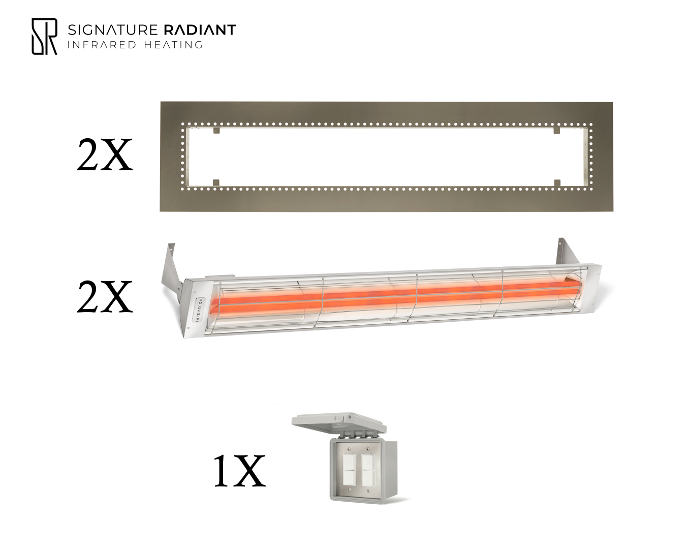 Package:  2 x 6kW infrared heater WD Series Recessed - with ON-OFF