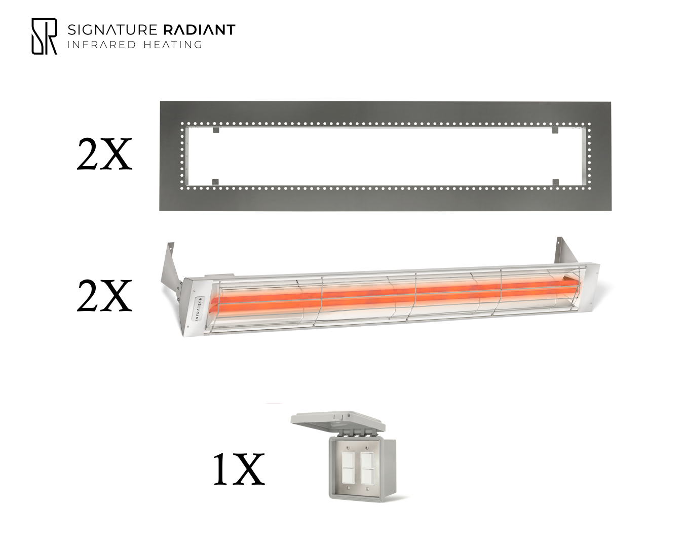 Package:  2 x 6kW infrared heater WD Series Recessed - with ON-OFF