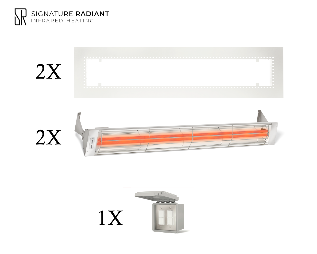 Package:  2 x 6kW infrared heater WD Series Recessed - with ON-OFF