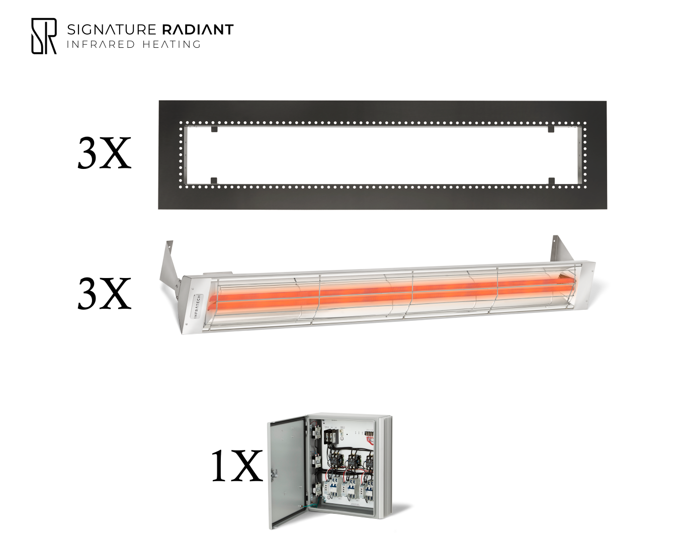 Package:  3 x 6kW infrared heater WD Series Recessed - with Panel