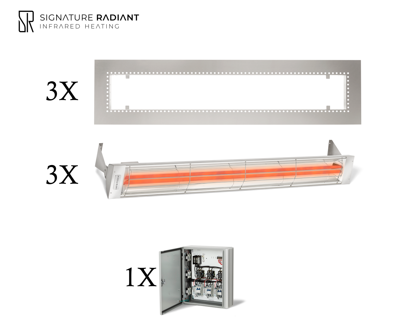 Package:  3 x 6kW infrared heater WD Series Recessed - with Panel
