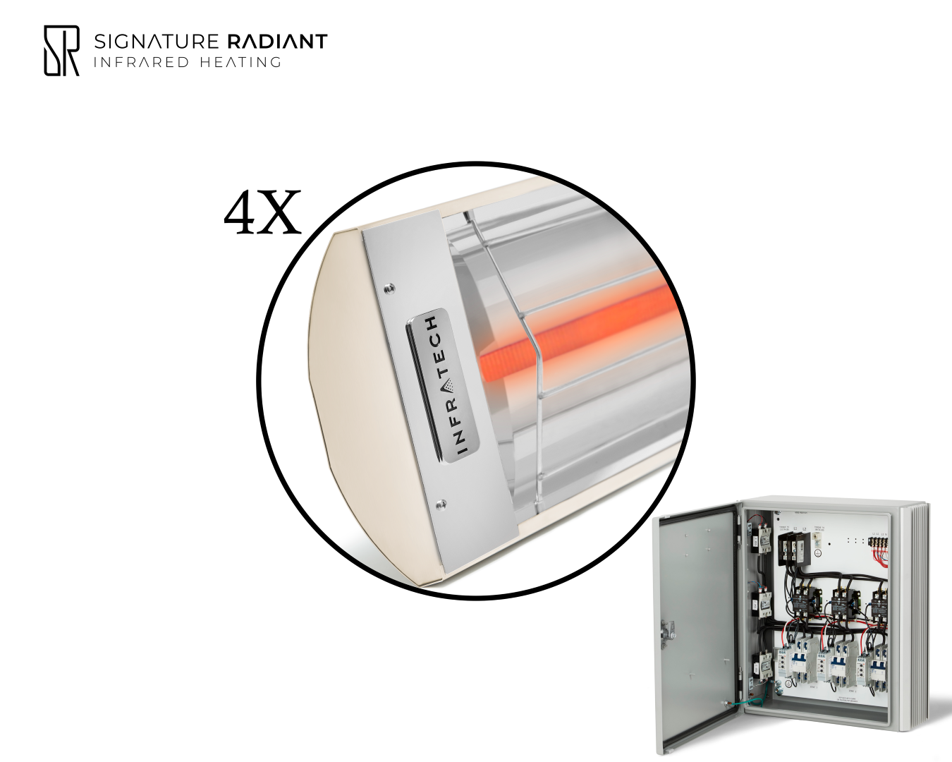 Package:  4 x 4kW infrared heater C Series - with Panel