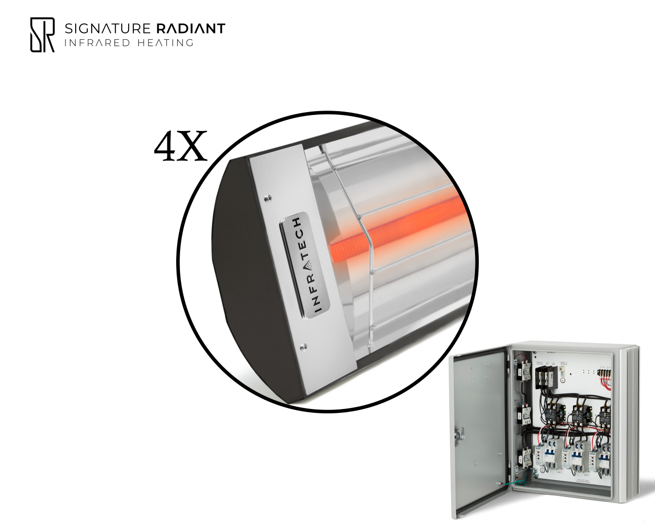 Package:  4 x 4kW infrared heater C Series - with Panel