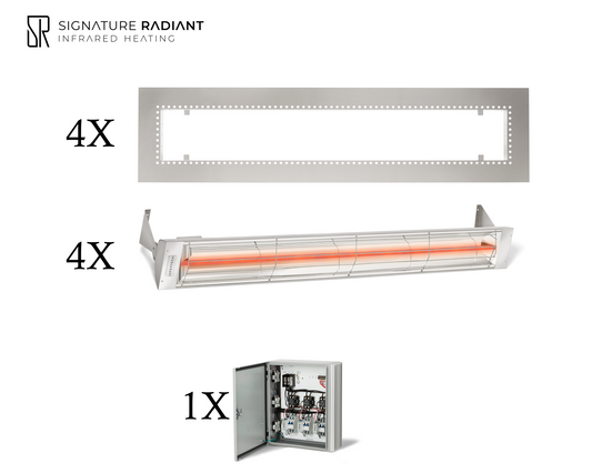 Package:  4 x 4kW infrared heater W Series Recessed - with Panel
