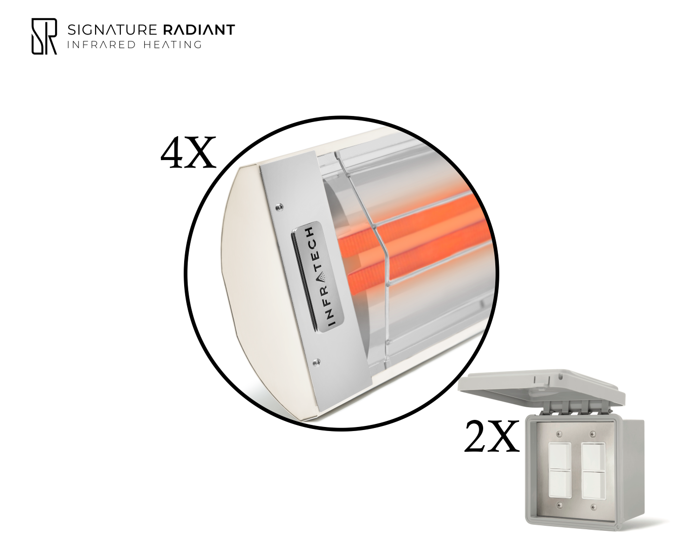 Package:  4 x 6kW infrared heater CD Series - with ON-OFF