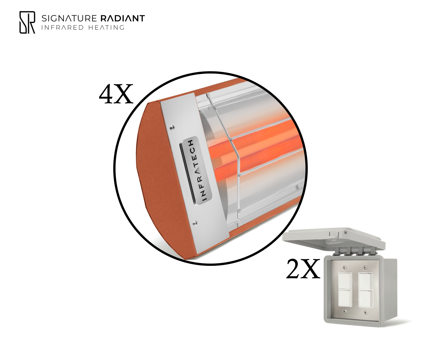 Package:  4 x 6kW infrared heater CD Series - with ON-OFF