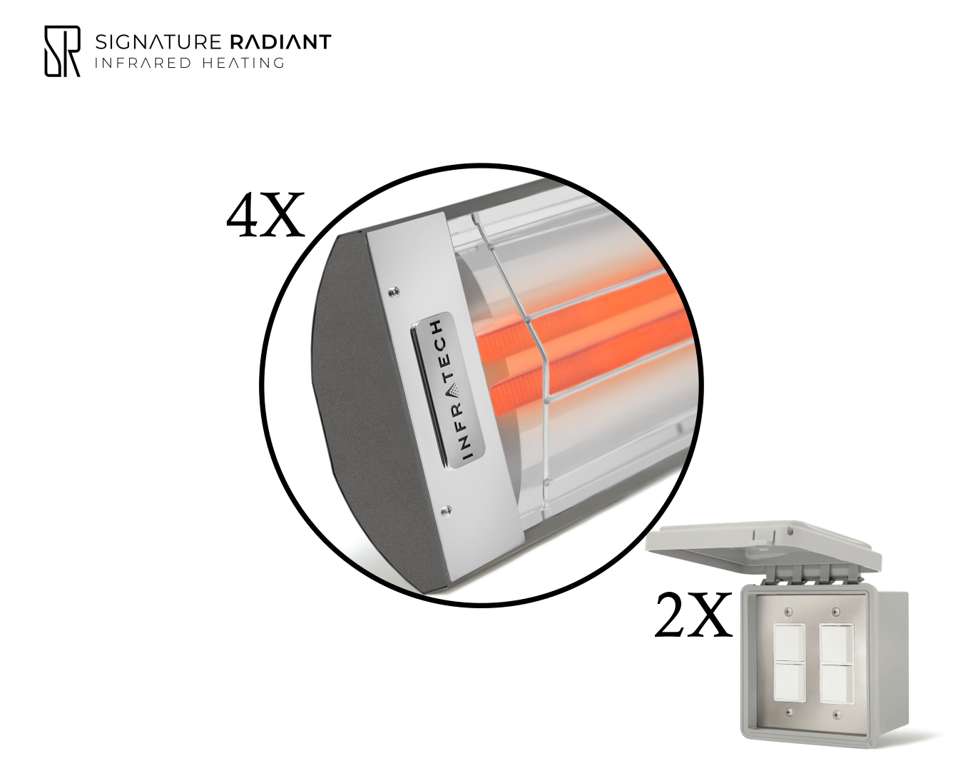 Package:  4 x 6kW infrared heater CD Series - with ON-OFF