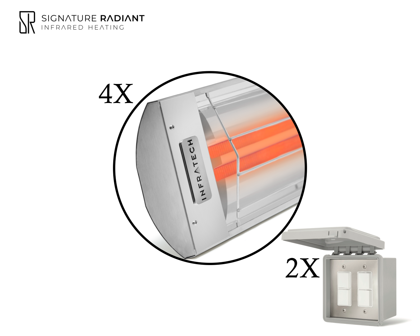 Package:  4 x 6kW infrared heater CD Series - with ON-OFF