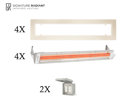 Package:  4 x 6kW infrared heater WD Series Recessed - with ON-OFF