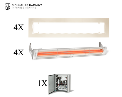 Package:  4 x 6kW infrared heater WD Series Recessed - with Panel