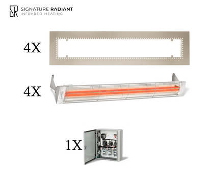 Package:  4 x 6kW infrared heater WD Series Recessed - with Panel