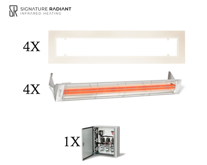 Package:  4 x 6kW infrared heater WD Series Recessed - with Panel