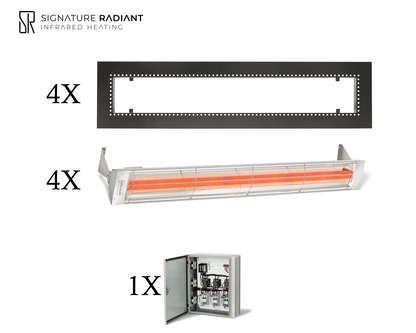 Package:  4 x 6kW infrared heater WD Series Recessed - with Panel