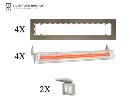 Package:  4 x 6kW infrared heater WD Series Recessed - with ON-OFF