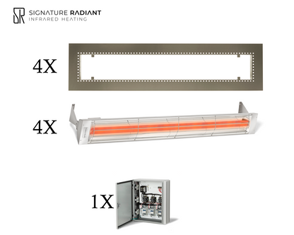 Package:  4 x 6kW infrared heater WD Series Recessed - with Panel