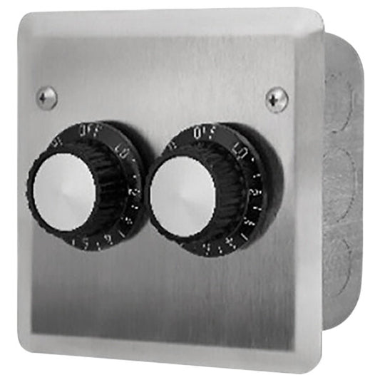 Electric Heater Switch Dual - ON/OFF 120V Flush Mount c/w S/S Wall Plate and Deep Gang Box
