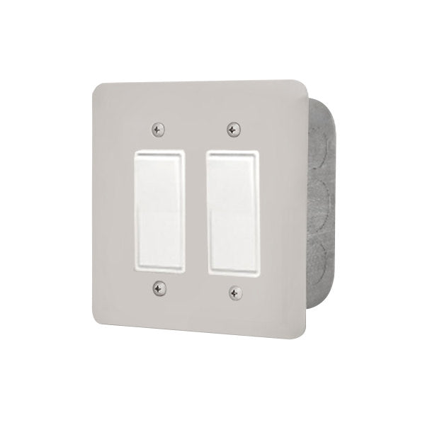 Electric Heater Switch Dual - Flush Mount C/W S/S Wall Plate And Deep Gang Box